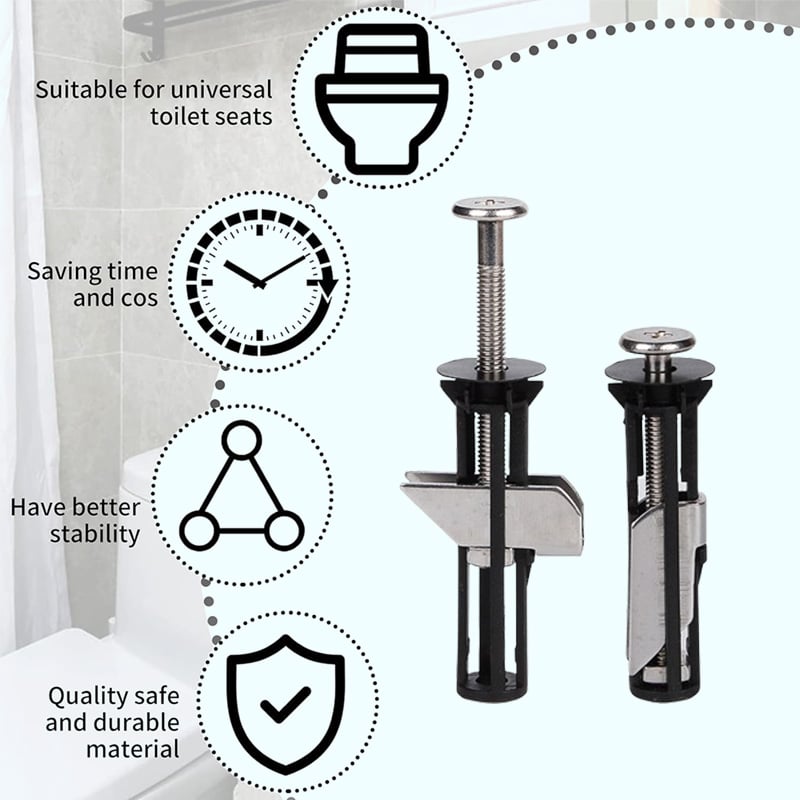 Heavy Duty Toilet Seat Fastener Bolt kit(A Set of 4 Pcs)