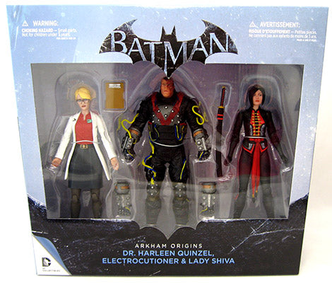 Batman Arkham Origins 6 Inch Action Figure 3-Pack Series - Lady Shiva - Electrocutioner - Dr. Harleen Quinzel