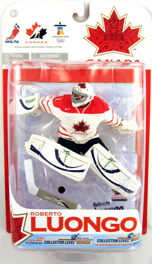 NHL Hockey Exclusive 6 Inch Action Figure Team Canada Special 2010 - Roberto Luongo White Jersey Bronze Level Variant Limit 1250 Pieces (Sub-Standard Packaging)
