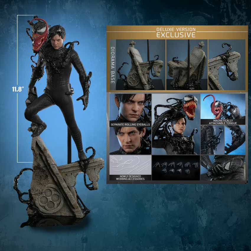 Spider-Man 3 12 Inch Action Figure 1/6 Scale - Spider-Man Black Suit Deluxe Hot Toys 9127682
